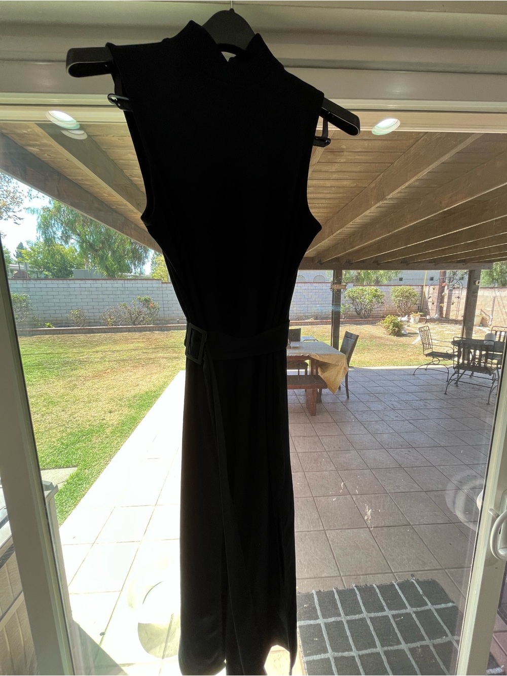 Prologue Black Sleeveless Mock Neck Maxi Dress with Belt